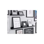 IKEA Ahşap Duvar Rafı Uzunluk 115 Cm Çerçeve Fotoğraf Rafı Siyah Renk Kitaplık Raf