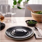 IKEA Akdeniz Nätbarb Siyah Renk Temperli 24 cm Tabak 6 Adet Servis Tatlı Pasta Tabağı
