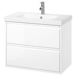 IKEA ANGSJÖN/ORRSJÖN lavabo dolabı kombinasyonu parlak cila beyaz - 59521263