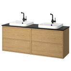 IKEA ANGSJÖN/TOLKEN/BACKSJÖN lavabo dolabı kombinasyonu meşe görünümlü-siyah mermer görünüm - 99528489