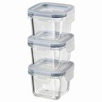 IKEA ASIA 365+ Cam Saklama Kutuları, Kapaklı Yiyecek Kabı, SquareGlass 180ml, 3'lü Set