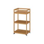IKEA Bambu Servis Arabası 42x33x76 cm Banyo Düzenleyici-Raf Ünitesi Tekerlekli