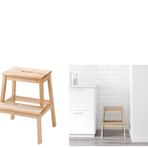 IKEA BEKVÄM Doğal Ahşap Kayın Taburesi; (50 cm)