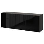 IKEA Besta 2449778145 Venge-Parlak Cila Siyah Füme Cam Dolap