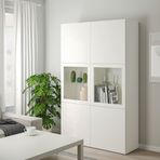 IKEA Besta 29059448 Beyaz-Şeffaf Cam Dolap