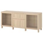 IKEA Besta 69440285 Kombinasyon Ağartılmış Meşe Görünümlü Beyaz Meşe Görünümlü Şeffaf Cam Dolap
