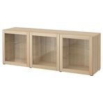 IKEA BESTA dolap kombinasyonu ağartılmış meşe görünümlü-beyaz meşe görünümlü-şeffaf cam - 59325040