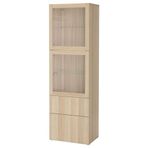 IKEA BESTA dolap kombinasyonu ağartılmış meşe görünümlü-beyaz meşe görünümlü-şeffaf cam - 79622850