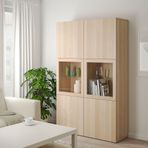 IKEA BESTA dolap kombinasyonu ağartılmış meşe görünümlü-cam - 49089816