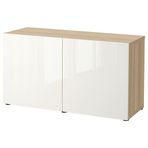 IKEA BESTA dolap kombinasyonu ağartılmış meşe görünümlü-parlak cila-beyaz - 19324603