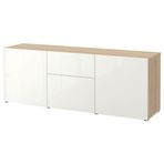 IKEA BESTA dolap kombinasyonu ağartılmış meşe görünümlü-parlak cila-beyaz - 39412670