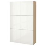 IKEA BESTA dolap kombinasyonu ağartılmış meşe görünümlü-parlak cila-beyaz - 69071622