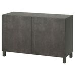 IKEA BESTA dolap kombinasyonu koyu gri-koyu gri taş görünümlü - 89508038