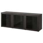 IKEA BESTA dolap kombinasyonu venge-siyah-kahverengi-şeffaf cam - 39325036