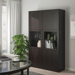 IKEA BESTA dolap kombinasyonu venge-siyah-kahverengi-şeffaf cam - 79059262
