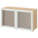 IKEA BESTA dolap ünitesi ağartılmış meşe görünümlü-beyaz-buzlu cam - 49490479