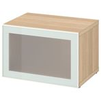 IKEA BESTA dolap ünitesi ağartılmış meşe görünümlü-beyaz-buzlu cam - 79490473