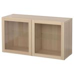 IKEA BESTA dolap ünitesi ağartılmış meşe görünümlü-beyaz meşe görünümlü-şeffaf cam - 69047627