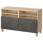 IKEA BESTA tv sehpası ağartılmış meşe görünümlü-koyu gri taş görünümlü - 59276657