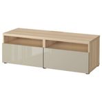 IKEA BESTA tv sehpası ağartılmış meşe görünümlü-parlak cila-bej - 49324381