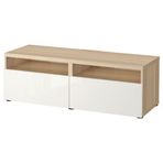 IKEA BESTA tv sehpası ağartılmış meşe görünümlü-parlak cila-beyaz - 09324383