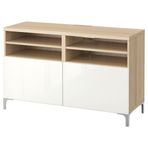 IKEA BESTA tv sehpası ağartılmış meşe görünümlü-parlak cila-beyaz - 19067774