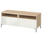 IKEA BESTA tv sehpası ağartılmış meşe görünümlü-parlak cila-beyaz - 49188326