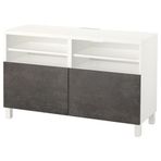 IKEA BESTA tv sehpası beyaz-koyu gri taş görünümlü - 69276652