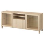 IKEA BESTA tv sehpası beyaz meşe görünümlü-şeffaf cam - 89194108