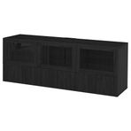 IKEA BESTA tv sehpası siyah-kahverengi-şeffaf cam - 69194294