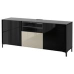 IKEA BESTA tv sehpası venge-parlak cila-bej-füme cam - 99194061