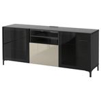 IKEA BESTA tv sehpası venge-parlak cila-bej-şeffaf cam - 59194058