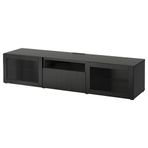 IKEA BESTA tv sehpası venge-siyah-kahverengi-şeffaf cam - 49329331