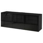 IKEA BESTA tv sehpası venge-siyah-şeffaf cam - 99194259