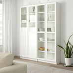 IKEA BILLY cam kapaklı kitaplık beyaz - 79280738