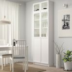 IKEA BILLY cam/panel kapaklı kitaplık beyaz - 29287346