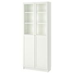 IKEA BILLY cam/panel kapaklı kitaplık beyaz - 69281776