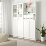 IKEA BILLY cam/panel kapaklı kitaplık beyaz - 79280724