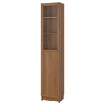 IKEA BILLY cam/panel kapaklı kitaplık kahverengi ceviz görünüm - 19483338