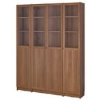 IKEA BILLY cam/panel kapaklı kitaplık kahverengi ceviz görünüm - 19483545
