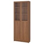IKEA BILLY cam/panel kapaklı kitaplık kahverengi ceviz görünüm - 69483326