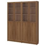 IKEA BILLY cam/panel kapaklı kitaplık kahverengi ceviz görünüm - 69581812