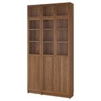 IKEA BILLY cam/panel kapaklı kitaplık kahverengi ceviz görünüm - 99581896
