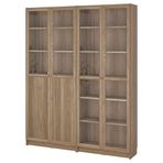 IKEA BILLY cam/panel kapaklı kitaplık meşe görünümlü - 39581861