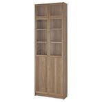IKEA BILLY cam/panel kapaklı kitaplık meşe görünümlü - 69581911