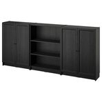 IKEA BILLY kapaklı kitaplık siyah meşe görünümlü - 39578123