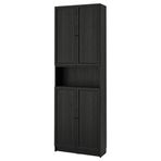 IKEA BILLY kapaklı kitaplık siyah meşe görünümlü - 49483370