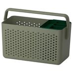 IKEA Bölmeli Saklama Sepeti Zeytin Yeşili MeridyenDukkan 35x17x25 cm Kulplu Banyo-Mutfak Düzenleme Kutusu