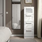 IKEA BRIMNES 4 çekmeceli şifonyer beyaz-buzlu cam - 40392044