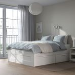 IKEA BRIMNES/LINDBADEN çift kişilik karyola beyaz - 29494888